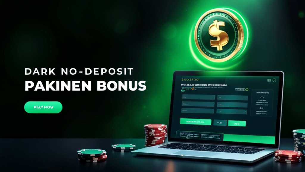 Token de bónus sem depósito a brilhar sobre formulário de registo de casino